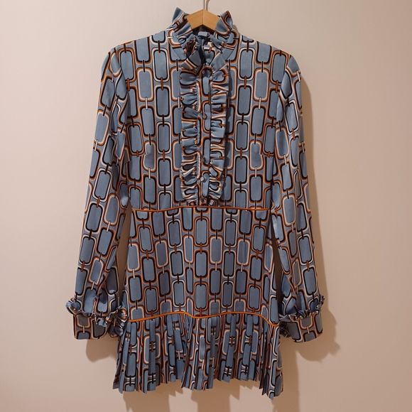 Alexis Blue and White Patterned Dress - Picture 3 of 11